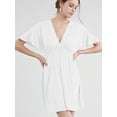thumbnail image 2 of Made by Johnny Women's Airy Short Sleeve Kimono Style Deep V Neck Dress Top S-3XL Plus Size M WHITE, 2 of 6