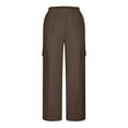 thumbnail image 6 of HAPIMO Cotton Linen Capri Cuff Pants for Women Gradient Floral High Rise Trousers Tube Petal Leisure Loose Trendy Clothes Retro Brown S, 6 of 7