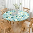 thumbnail image 3 of Round Tablecloth with Elastic Fit and Vibrant Floral Design, Water-Resistant Polyester for Dining or Garden Use, Fits 44-52 Inch, 3 of 7