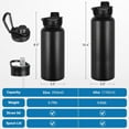 thumbnail image 4 of 24oz Insulated Water Bottle with Straw Lid, Stainless Steel Metal Water Bottle with Straw & Wide Mouth Lid, Double Wall Vacuum Water Bottle for Hiking Camping, Black 1 Pack, 4 of 7