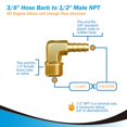 thumbnail image 3 of Hose Barb to Macho NPT, codo de 90 grados, latón, 3/8 pulgadas x 1/2 pulgadas, 3 of 8