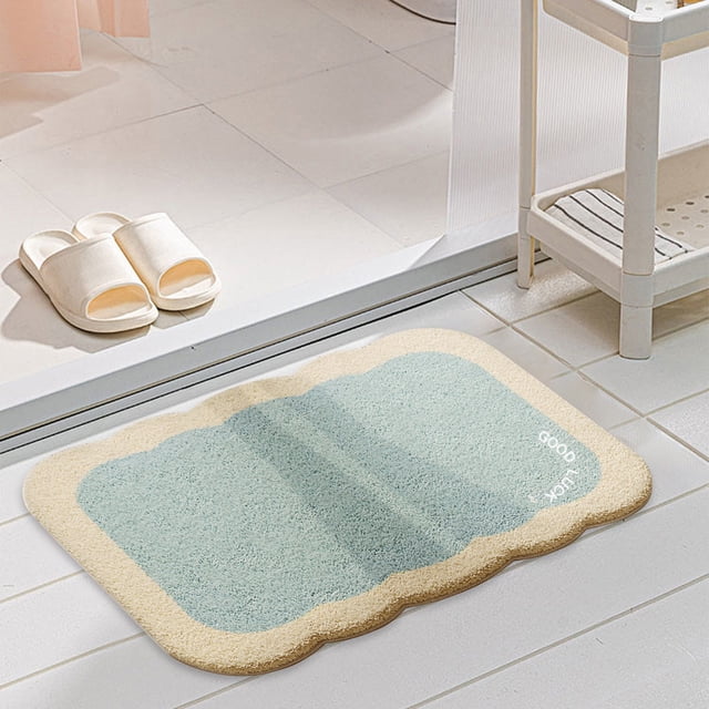 Non Slip Shower Mat 50 cm x 80 cm Water Absorbent Polyester Rug with Rubber Back for Bathroom, Shower, or Entryway