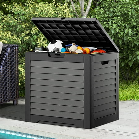 Dextrus 31 Gallon Outdoor Storage Box, Waterproof Resin Deck Box with Lockable Lid,for Patio Garden, Waterproof and UV Resistant,Black