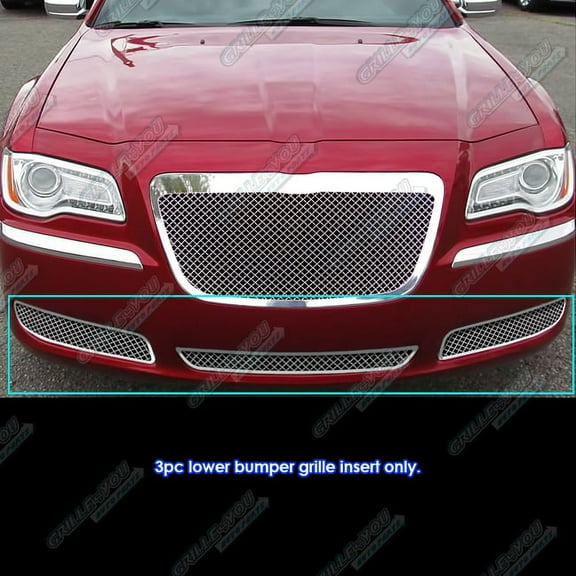 APS Compatible with Chrysler 300 300C 2011-2014 Without Adaptive Cruise Control Stainless Steel Chrome Mesh Grille Insert Combo R71169S