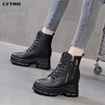 thumbnail image 2 of LYYMM Botas tipo Martins Botas para mujer 2023 Nuevas botas de cuero con forro polar de tiro alto para otoño/invierno, 2 of 5