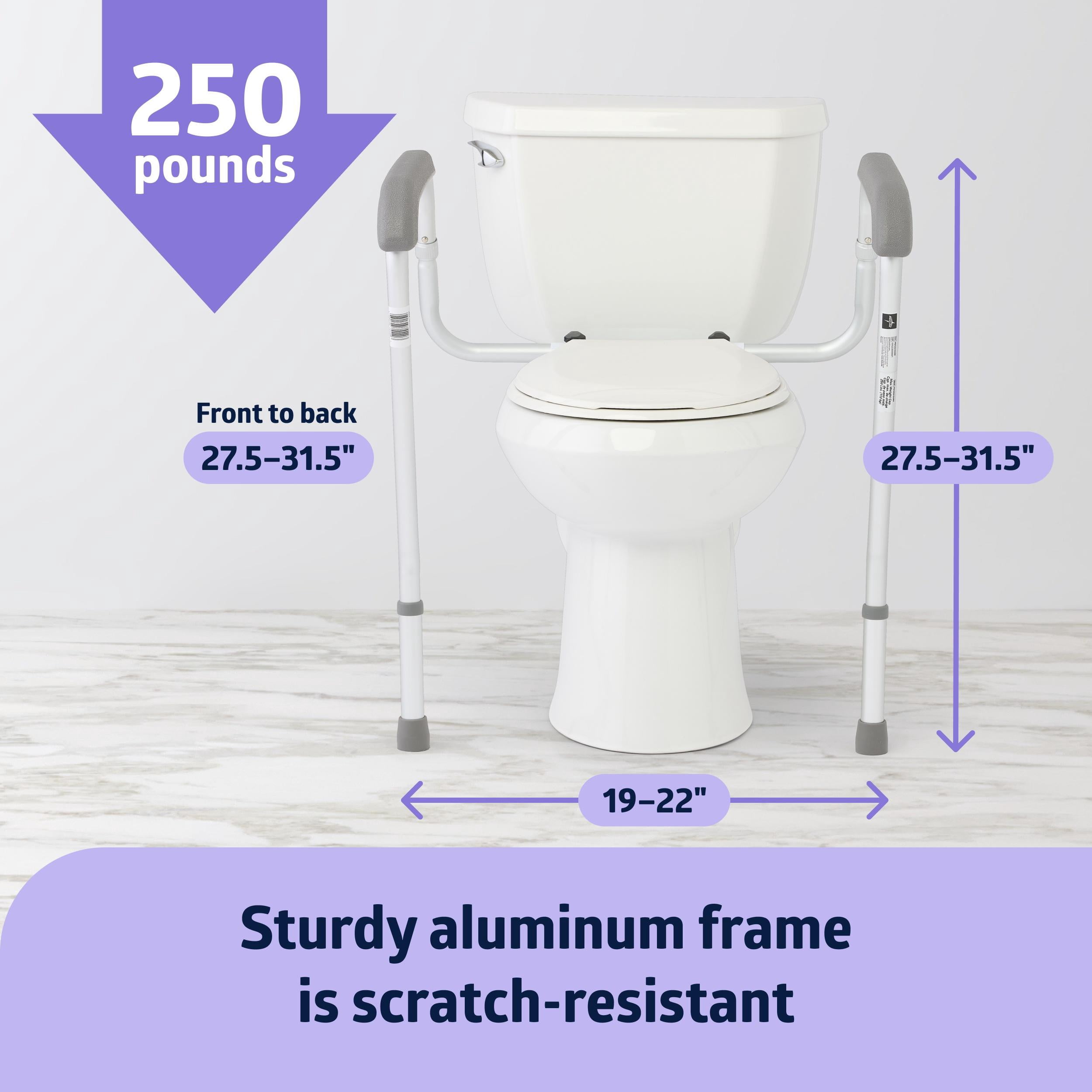 Medline Toilet Safety Rails, Height Adjustable Toilet Frame, 250 lb. Weight Capacity