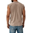 thumbnail image 4 of Mens Cotton Sleeveless Tank Tops Casual Fashion Crewneck Muscle Gym Tank Shirts Summer Quick Dry Solid Color Beach Vest Coffee L, 4 of 5