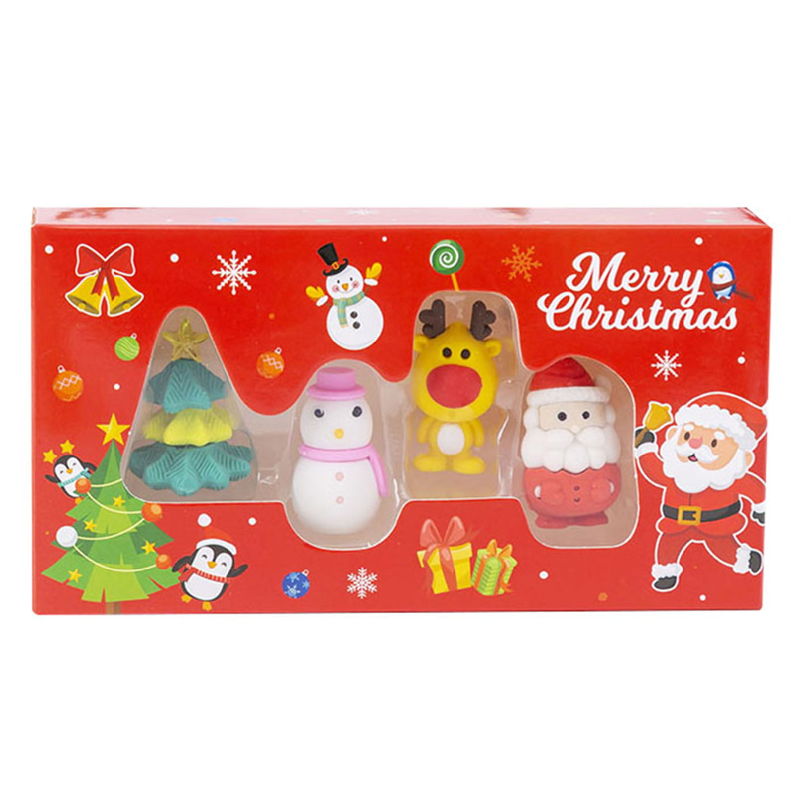 Pack of 26Pcs Novelty Xmas Erasers Mini Cartoon Rubber Erasers for Children Gift 