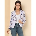 thumbnail image 3 of INSPIRE CHIC Chaqueta abierta de la chaqueta del traje de la cosecha del trabajo de la oficina del frente de las mujeres Morado-Floral L, 3 of 6