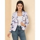 thumbnail image 3 of INSPIRE CHIC Chaqueta abierta de la chaqueta del traje de la cosecha del trabajo de la oficina del frente de las mujeres Morado-Floral L, 3 of 6