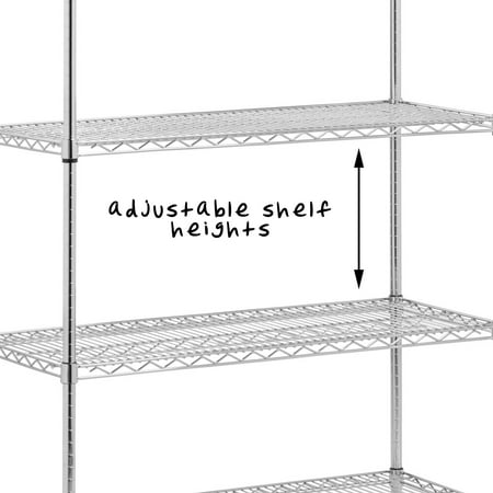Honey-Can-Do 5-Tier Heavy-Duty Adjustable Shelving Unit with 800-lb Shelf Capacity, Chrome,Shelves & Shelf Units Chrome,Steel