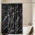thumbnail image 4 of Marble Pattern Silver Foil Shower Curtain, 72" Thickened Waterproof Bathroom Partition, Modern Home Decor Curtain for Tub & Shower Stall, Weighted Hem​, Black, 4 of 5