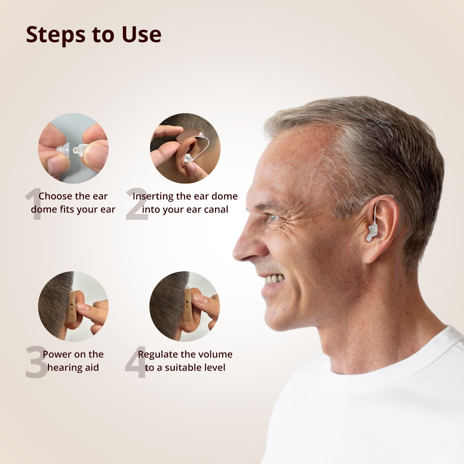 HIBRIQ Receiver-in-Canal Digital Hearing Aids with Noise Cancellation & Clear Sound for Seniors HH-1704