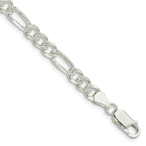 Auriga Fine Jewelry 925 Sterling Silver 5.5mm Flat Figaro 9inch Chain Bracelet for Men