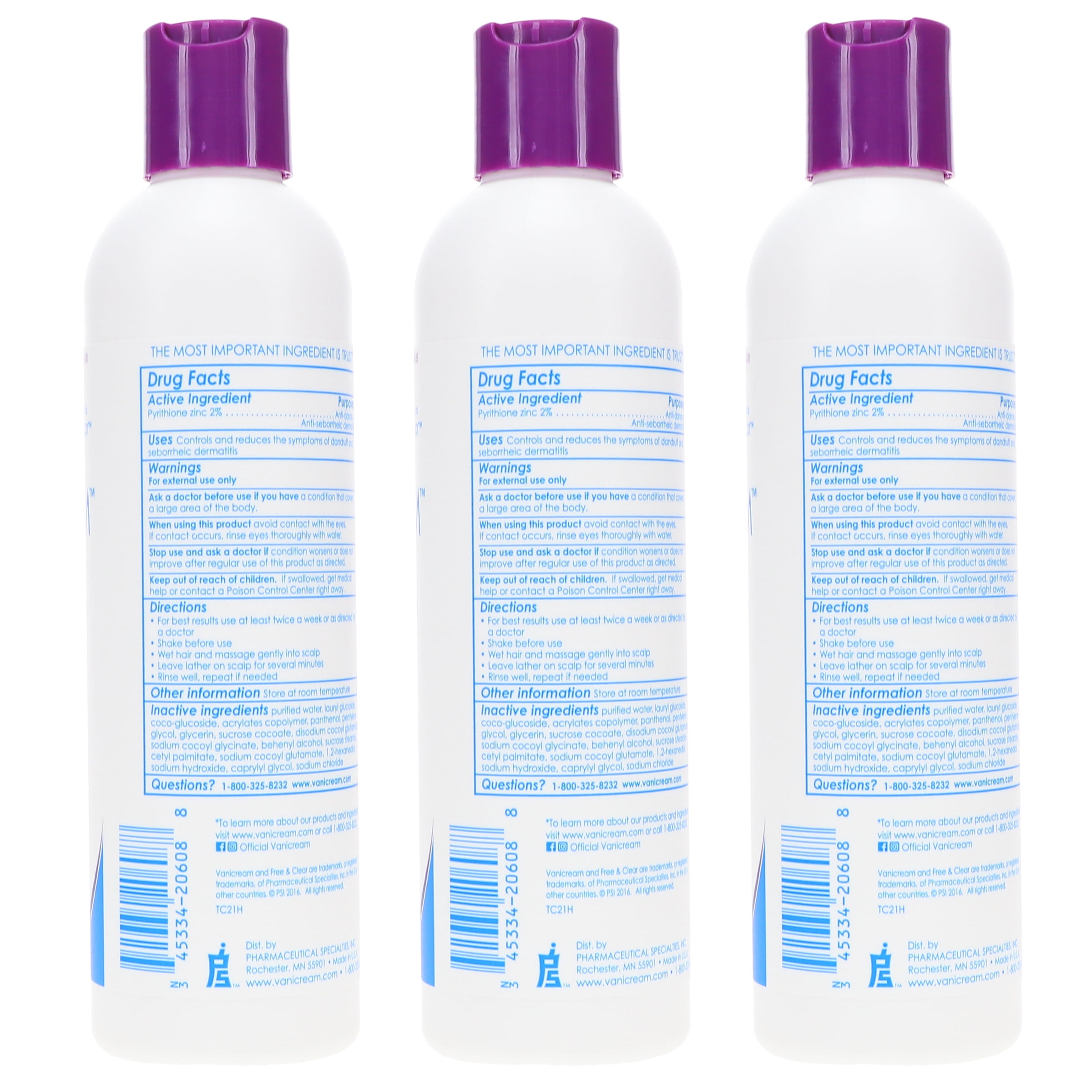 Vanicream Medicated Anti-Dandruff Shampoo 8 oz 3 Pack