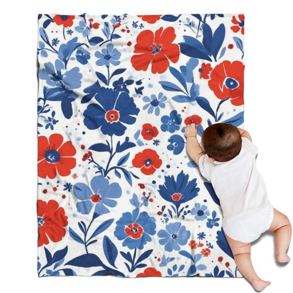Pioneer Flower Floral Print Pattern Blanket,Comfortable Soft Flannel Throw Blanket,All Season,Warm Lightweight Blankets for Sofa Bed Couch Living Room Chair,30"x40"