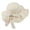 White, variant on Women’s Floral Lace Streamer Tulip 3D Floral Wavy Wide Brim Vacation Straw Hat with Hollow Woven Cut for Lawn Picnics Beige