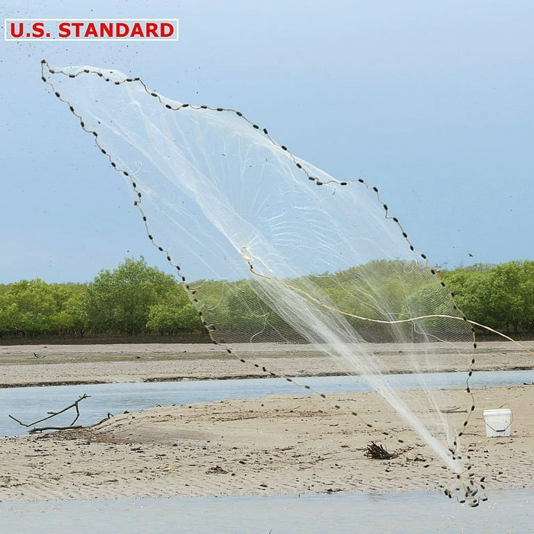 Goture Net,Casting Nets Freshwater Saltwater for Bait Fish Shrimp Trap  3ft/4ft/6ft/7ft/8ft/10ft/12ft Radius 1/4 3/8 inch Mesh Size Throw Fishing