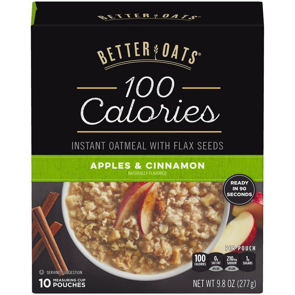 Better Oats, Instant Oatmeal, Apples and Cinnamon, 100 Calorie Pack, 10