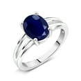 thumbnail image 2 of Gem Stone King 2.50 Ct Oval Blue Sapphire 925 Sterling Silver Solitaire Engagement Ring, 2 of 4