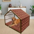 thumbnail image 2 of Retro Pet House, Fifties Sixties Inspired Composition of Abstract Shapes on Dark Dotted Background, Outdoor & Indoor Portable Dog Kennel with Pillow and Cover, 5 Sizes, Multicolor, by Ambesonne, 2 of 4