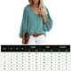 thumbnail image 2 of Camisas Mujer Camisa informal estampada con cuello en V, mangas acampanadas, blusa, ropa femenina (verde S) Ygjytge para Mujer Verde T S, 2 of 6