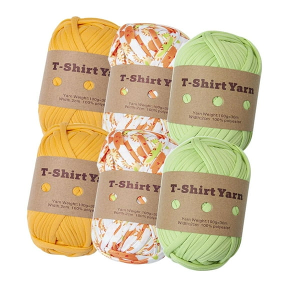 6x Knitting Yarn Fabric Cloth Spaghetti Yarn Polyester Hand Knit Crocheting 32. T-shirt Yarn Carpet Yarn for Handbag Macrame DIY Hats Set B