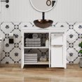 thumbnail image 2 of FULLWATT 36 Inches Traditional Bathroom Vanity in White Finish with Round Glass Vessel Sink, Single Bathroom Vanity with Top, 2-Door Cabinet and 2 Drawers, 2 of 16