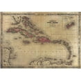 thumbnail image 2 of Johnson 24x18 White Modern Wood Framed Museum Art Print Titled - 1864 Johnson Map of the West Indies, 2 of 4
