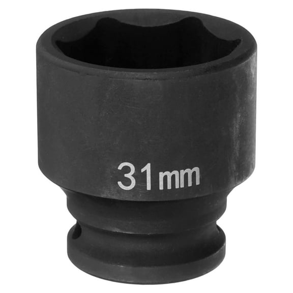 Uxcell 6 Point Impact Socket 31mm Metric Socket 1/2" Square Drive 1.8" (45mm) Long Phosphated Cr-Mo Steel Spindle Axle Hex Nut Sockets, Black