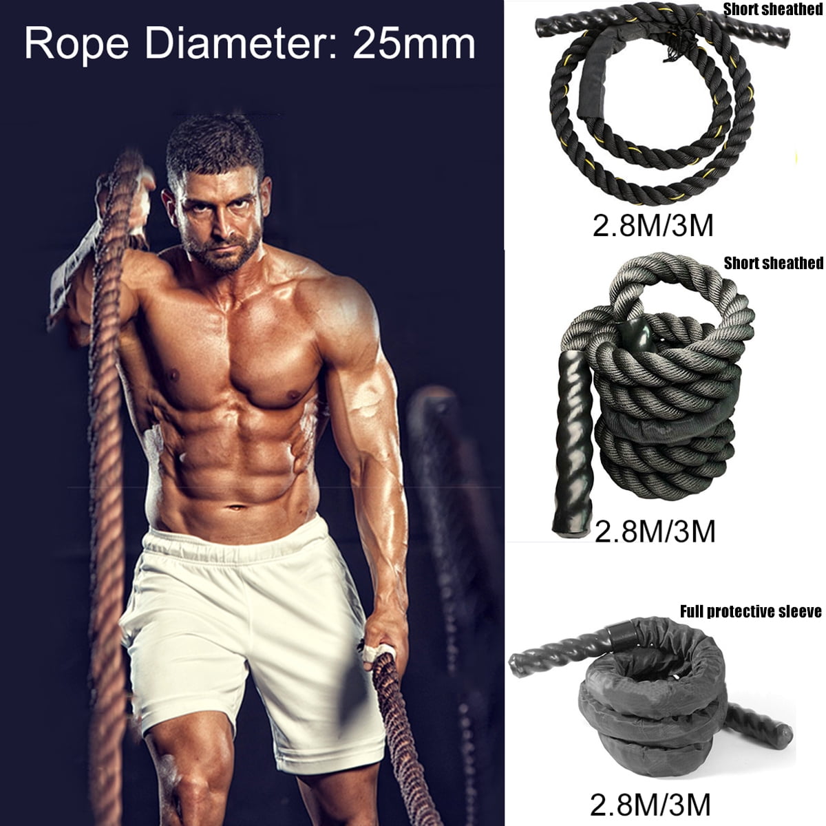 Black 1&quot; Width 10ft Length Battle Rope Workout Training
