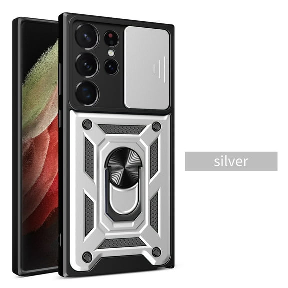 Tarise Case for Samsung Galaxy S23 Ultra 5G, Galaxy S23 Ultra 5G Phone Case with Slide Camera Cover, Kickstand Heavy Duty Rugged Shockproof Protective Case Cover for Samssung S23 Ultra 5G 6.8", Silver