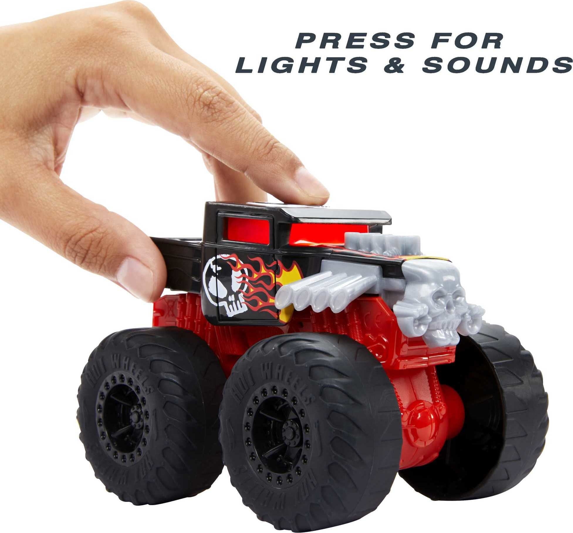 Hot Wheels Monster Trucks Roarin' Wreckers, 1:43 Scale Bone Shaker Toy Truck with Lights & Sounds