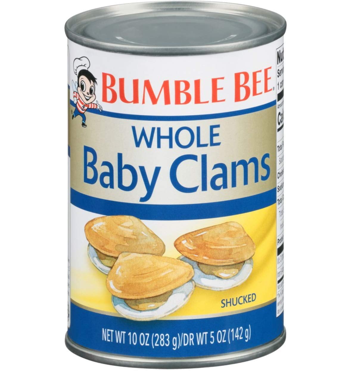 Bumble Bee Whole Baby Clams, Canned Clams, High Protein, Keto Food and