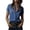 Blue #064, variant on Womens Satin Blouse Short Sleeve Silk Tops Button Down Henley Solid Color Shirts Business Casual Outfits, XL