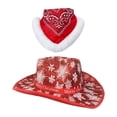 thumbnail image 5 of Christmas Cowboy Hat Big Brim Cap for Women Men Gift Santa Claus Western Hat A, 5 of 8