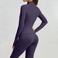 thumbnail image 5 of Tqcoqu Women's Solid 2 Piece Yoga Outfit,Zip Up Cropped Jacket & High Waist Flare Long Pants,Stretch Athletic Workout Plus Size Tracksuit Set for Women,Purple Women's S-XXXXXL, 5 of 7
