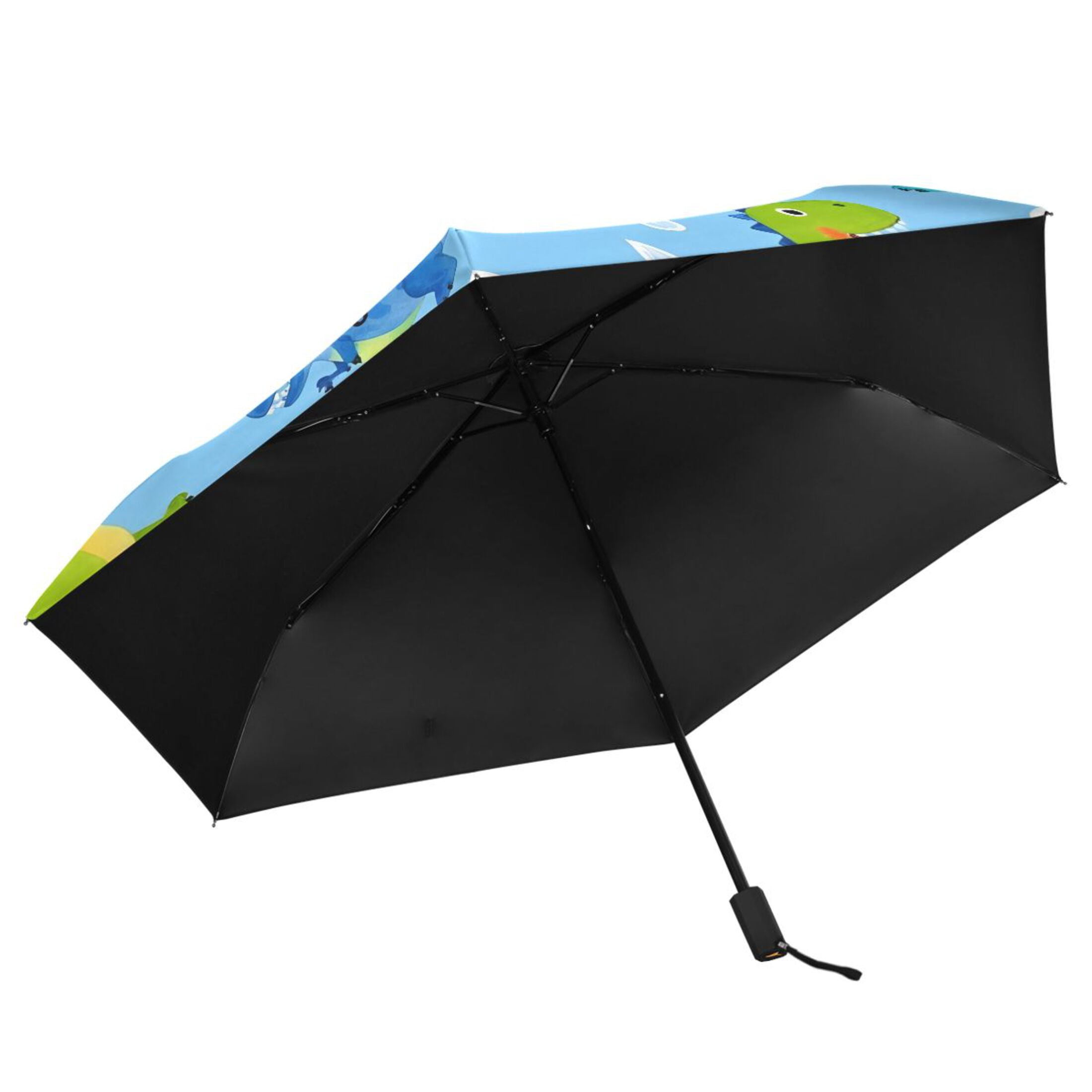 ALAZA Cartoon Dinosaurs UPF 50+ Compact Folding Umbrella for Rain Travel Umbrella Packable