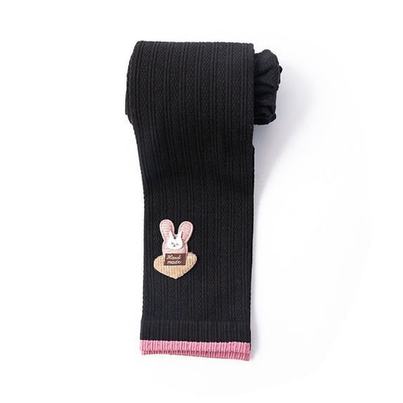 Elastic Keep Warm Children's Wear Cotton Nine-point Pants Girl Leggings Rabbit Kids Tights BLACK M