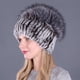 thumbnail image 2 of Gorro de piel de conejo para otoño e invierno, gorro de piel para mujer, gorro de lana de punto cálido de imitación de piel de zorro, gorro para mujer, 2 of 5