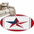 thumbnail image 2 of Independence Day Washable Round Area Rug 3.3 ft, Red Pentagram Us Flag National Flag, Soft Non Slip Rugs Stain Repellent Indoor Felt Carpet for Living Dining Room Bedroom Home Office, 2 of 9