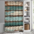 thumbnail image 3 of Teal Blue Wood Grain Fabric Shower Curtain Vintage Wooden Washable Shower Curtains for Bathroom, Waterproof Bath Curtain with Hooks Home Decor 72x72in, 3 of 8