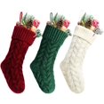thumbnail image 2 of 18 Inches Burgundy, Ivory, Green Knitted Christmas Stockings,6 Pack, 2 of 2