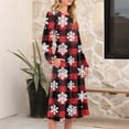 thumbnail image 5 of Women's Christmas Printed Fashionable Loose Round-Neck Dress, Holiday Print, Casual Wear, Retro Style, Comfort Fit, Everyday Dress, Festive,Deep Red,2XL, 5 of 5