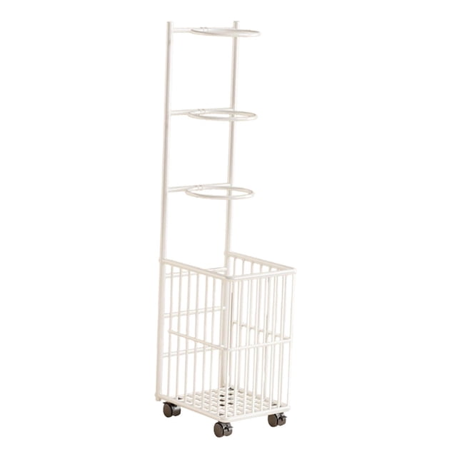 amagogo Organisateur d'Équipement de Sport Roulant Accessoires avec Roues Support de Rangement pour Ballons Blanc
