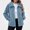 Blue, variant on Womens Fleece Zip Up Jacket Cable Knit Textured Lapel Long Sleeve Casual Coat with Pockets Pink Size XL