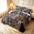 thumbnail image 3 of Manfei Aztec Geometric Rhombus Quilt King,Vintage Grid King Coverlet Set,Red Brown Beige,3 Pieces,1 Bedspread and 2 Pillowcases, 3 of 7