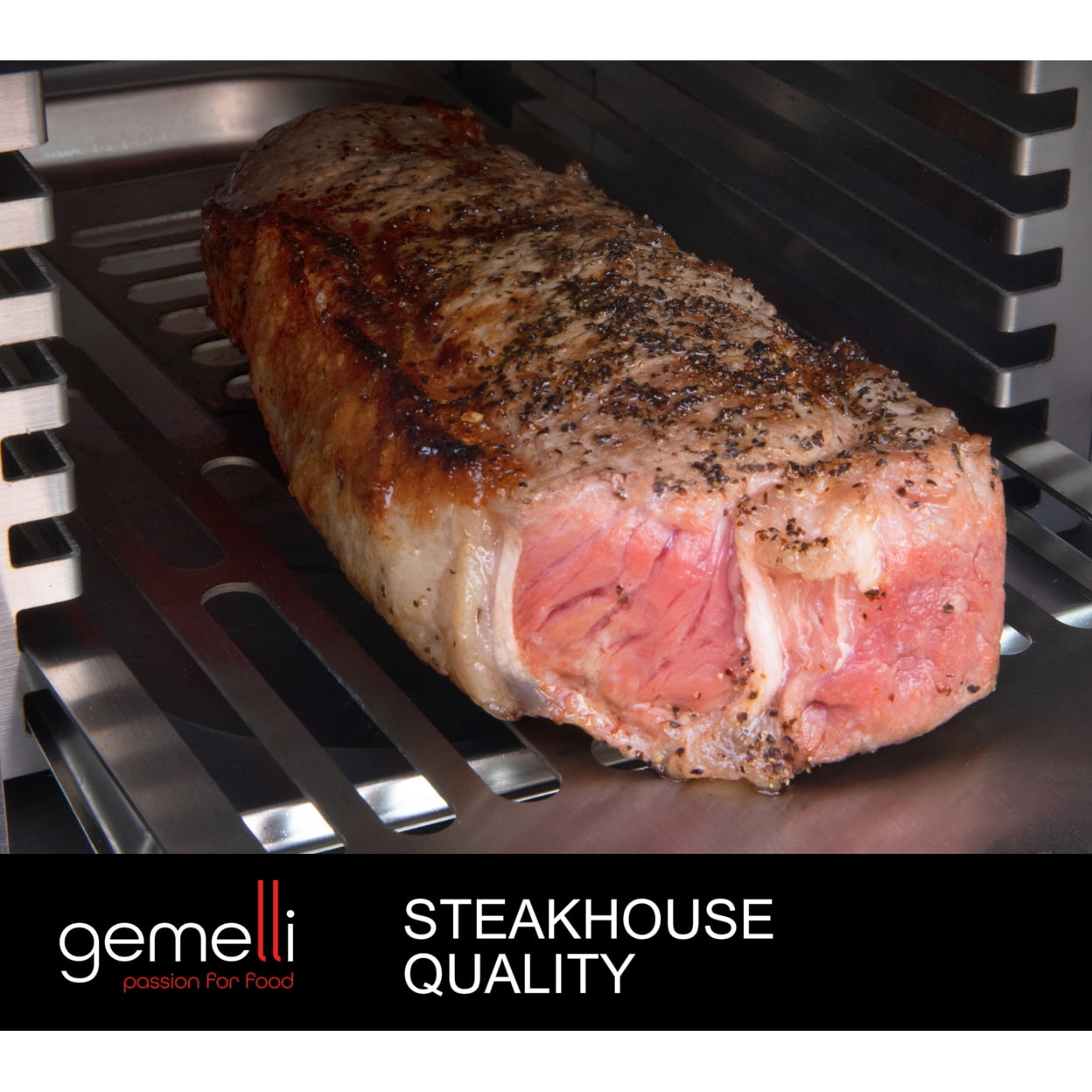 Gemelli Gourmet Steak Grille (1600 Watt), Infrared Superheating Up to 1560 Degrees, Cool-Touch Exterior, Electric Grill (Black)