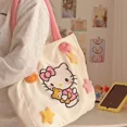 thumbnail image 2 of 2024 Anime Figure Kitty Canvas Bag Zippered Hello Kitty Student Book Large Capacity Class Tote Bag Shopping Girl Gift, 2 of 6