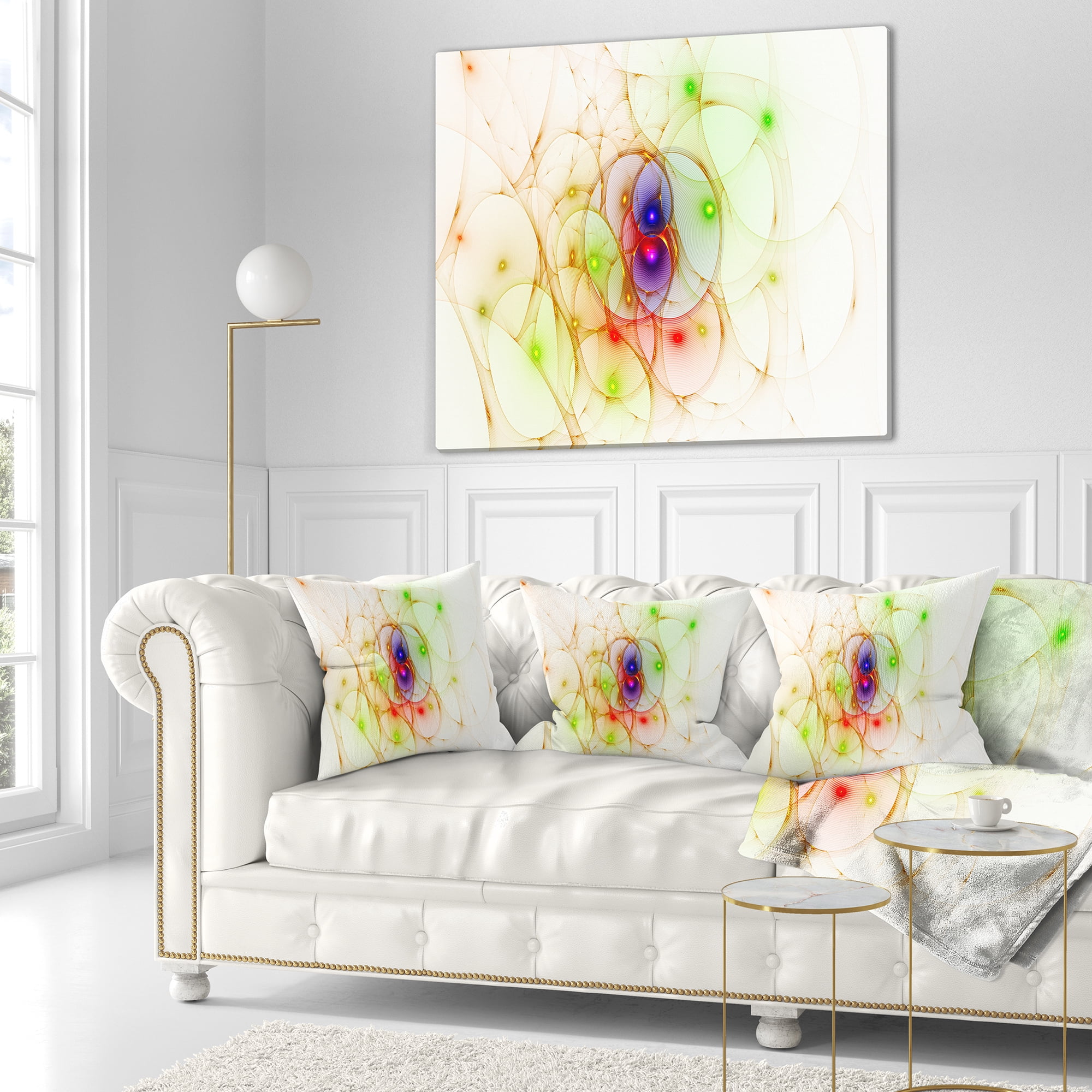 Designart Spherical Colorful Fractal Design - Abstract Throw Pillow - 18x18